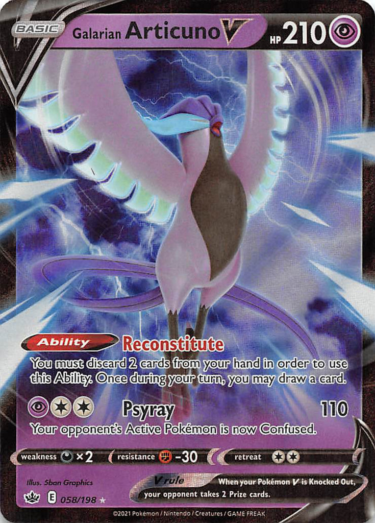 articuno vmax pokemon card Galarian V (058/198) [Sword & Shield: Chilling Reign] holofoil pattern or surface Nickit - SV04: Paradox Pack Detail::Charizard (Unsearched) Top 5000 Trading Card Games