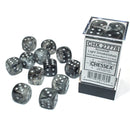 Chessex -  16mm D6 (12 Dice) Borealis Light Smoke/Silver Luminary