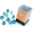 Chessex – Nebula 12mm d6 Oceanic /gold Luminary Dice Block (36 dice)