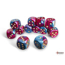 Chessex -  16mm D6 (12 Dice) Gemini Purple - Teal/Gold