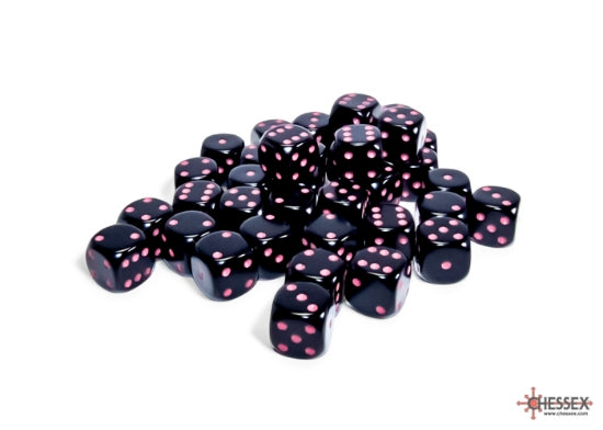 Chessex – Opaque Black/Pink D6 Set of 36 (12mm)