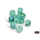 Chessex – Borealis Kelp/Light Green Luminary D6 Set of 12 (16mm)