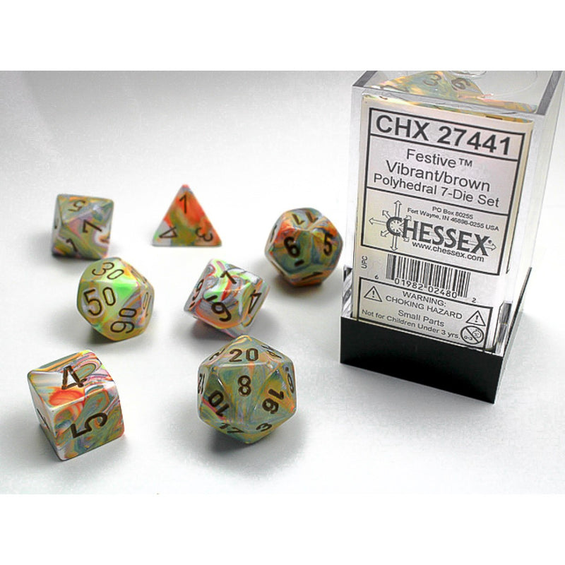Chessex Dice Set - Festive Vibrant/brown