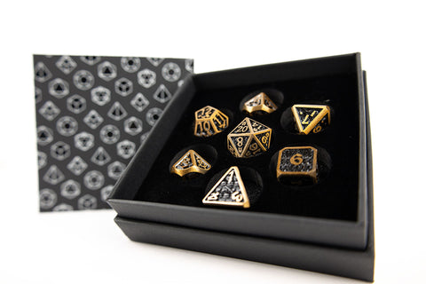 LPG Dice Set RPG - Metal Draco Dark Black/Gold
