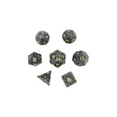 LPG Dice Set RPG - Metal Hollow Textures Black and Gold