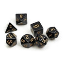 Dice Set - Solid Black + Gold ink
