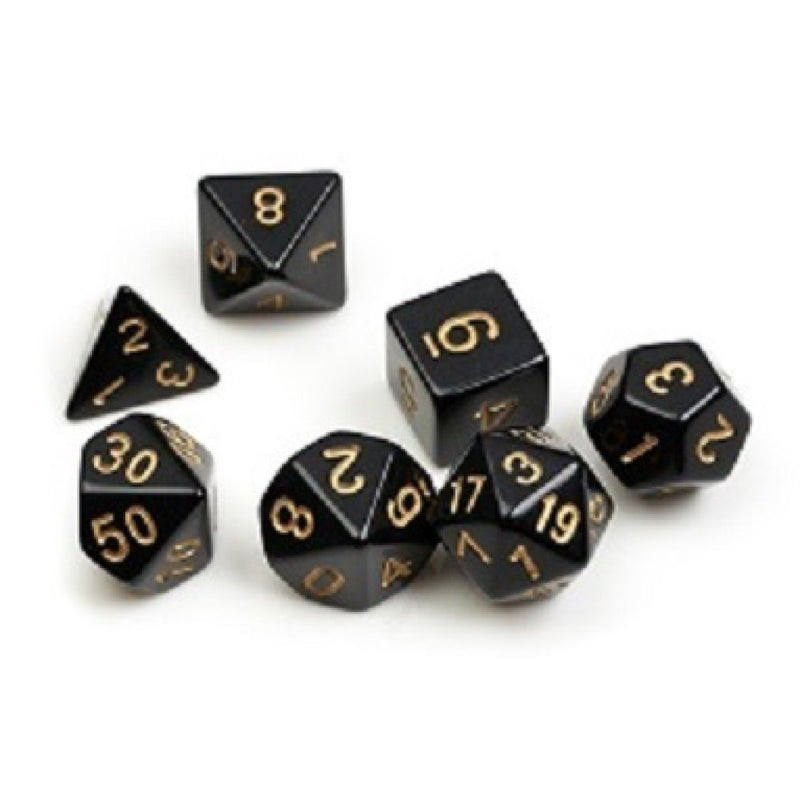 Dice Set - Solid Black + Gold ink