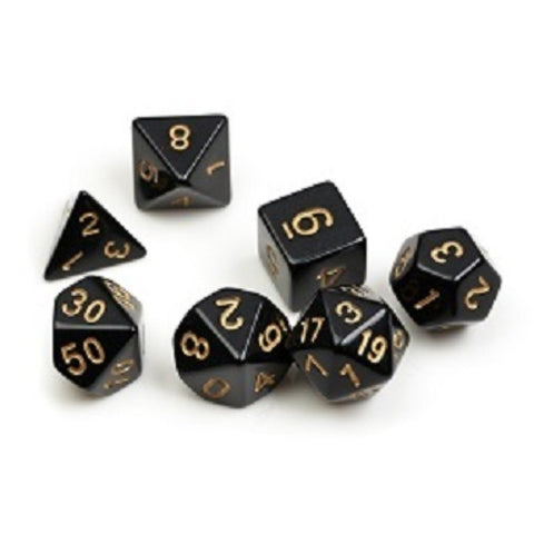 Dice Set - Solid Black + Gold ink