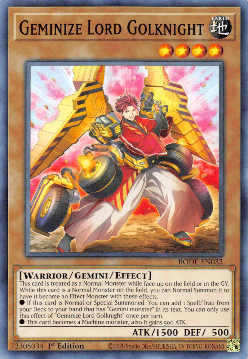 funniest yugioh card names Geminize Lord Golknight [BODE-EN032] Common