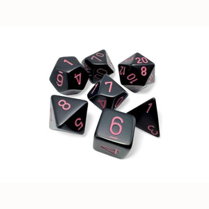 Chessex – Opaque Black/Pink Polyhedral 7 Dice Set