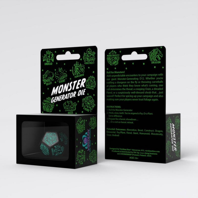 Q Workshop - Monster Generator Die - Black/Turquoise