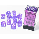 Chessex -  16mm D6 (12 Dice) Borealis Purple/White Luminary