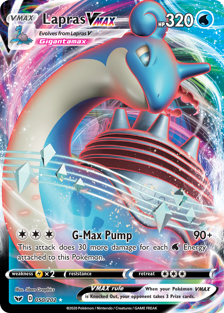 pokemon set with 202 cards - Sword & Shield - Base - Raboot style setup or your main portfolio Lapras VMAX (050/202) [Sword &
