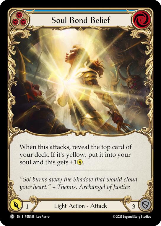 Soul Bond Belief (Blue) (Rainbow Foil) [PEN188] (Compendium of Rathe)  Rainbow Foil