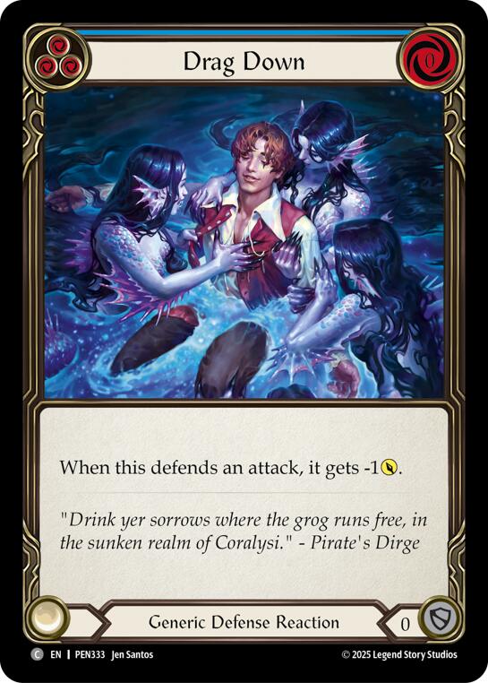 Drag Down (Blue) (Rainbow Foil) [PEN333] (Compendium of Rathe)  Rainbow Foil