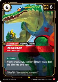 Renekton, Rage Fueled (Alternate Art) (019a/166) - Rare