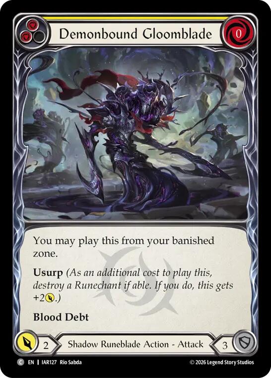 Demonbound Gloomblade (Yellow) [IAR127] (Usurp the Shadow Throne)  Rainbow Foil