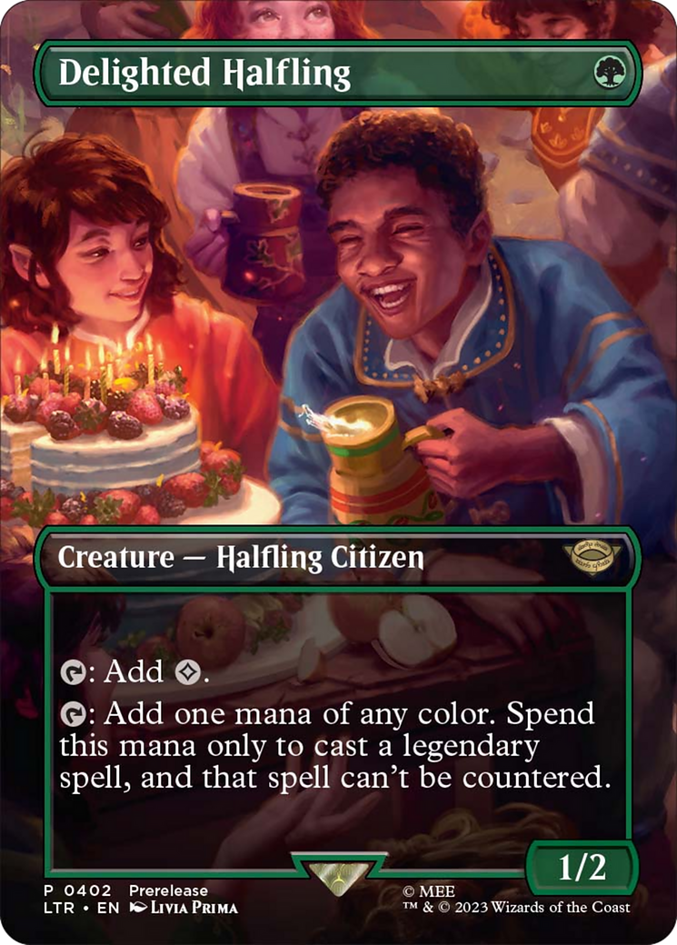 Delighted Halfling (Borderless Alternate Art) [The Lord of the Rings:
