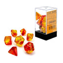 Chessex – Gemini Translucent Red-Yellow/gold 7-Dice Set