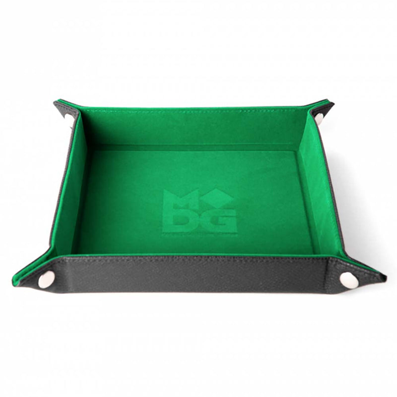 MDG – Fold Up Velvet Dice Tray w/ PU Leather Backing- Green