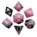Mini Polyhedral Dice Set: Pink/Black w/ White Numbers