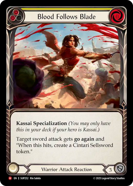 Blood Follows Blade (Yellow) [SUP252] (Super Slam)  Rainbow Foil