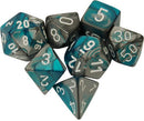 Chessex 7 Die Set - Gemini Steel-Teal/White