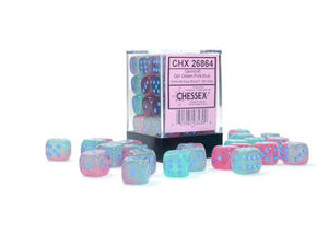 Chessex – Gemini 12mm d6 Gel Green-Pink/blue Luminary Dice Block