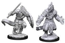 D&D Nolzurs Marvelous Unpainted Miniatures Lizardfolk Barbarian and Cleric
