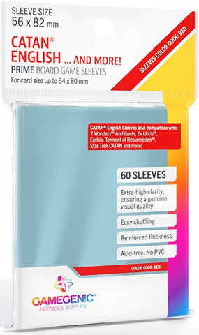 Gamegenic Prime Board Game Sleeves - Size Code RED - Catan English (56mm x 82mm) (50 Sleeves)