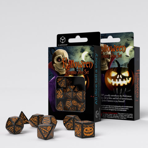 Halloween Pumpkin Dice Set - Black & Orange