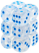 Chessex - Signature 16mm D6 (12 Dice) Borealis Icicle/Light Blue