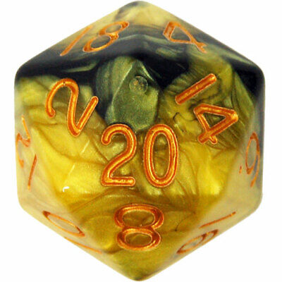 Mega Acrylic d20: Combo Attack Black/Yellow w/ Gold Numbers