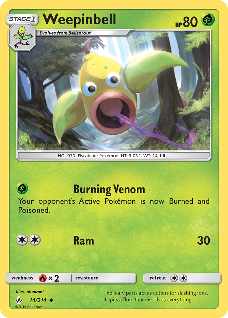 pokemon card clubs near me Weepinbell (14/214) [Sun & Moon: Unbroken Bonds]