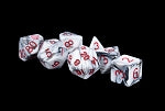 Acrylic Dice: Marble with Red Numbers