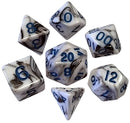Acrylic Dice: Marble with Blue Numbers