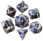 Acrylic Dice: Marble with Blue Numbers