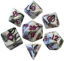 Acrylic Dice: Marble with Purple Numbers