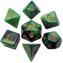 Acrylic Dice: Combo Attack. Green/Light Green w/ Gold 16mm Poly
