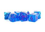 Acrylic Dice: Stardust- Blue w/ Purple Numbers