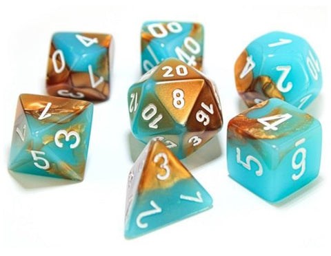 Chessex 7 Die Set - Gemini Copper-turquoise/white