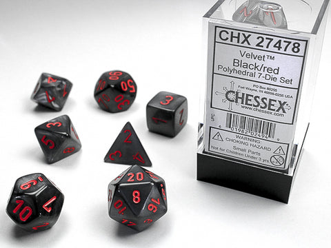 Chessex Velvet Series -  Polyhedral Black/red 7-Die Set
