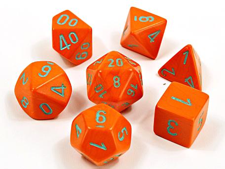 Chessex - HeavyTM Dice Polyhedral Orange/turquoise 7-Die Set