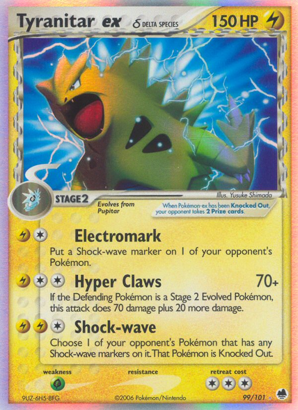 delta species pokemon cards 2005 EX 16/113 Tyranitar (Delta Species) Holo Ra Final Form Collectables 30 Retreat Cost Jolteon Price & Card