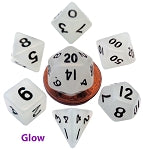 Mini Polyhedral Dice Set: Glow Clear with Black Numbers