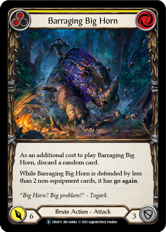 Barraging Big Horn (Yellow) [U-CRU011-RF] (Crucible of War Unlimited)  Unlimited Rainbow Foil
