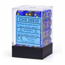 Chessex - Gemini 12mm d6(36 Dice) Black-Blue/Gold