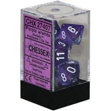 Chessex 7-Die Polyhedral Set - Borealis (Royal Purple/White)