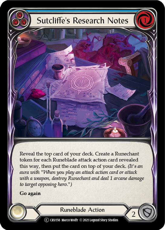 Sutcliffe's Research Notes (Blue) [U-CRU156-RF] (Crucible of War Unlimited)  Unlimited Rainbow Foil