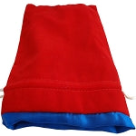 Dice Bag Large Red Velvet with Blue Satin Lining